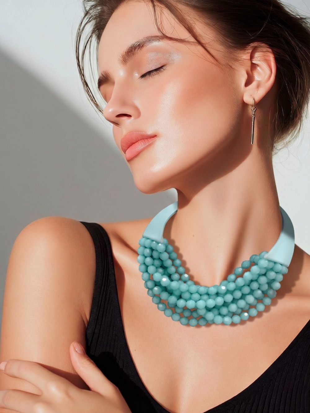 Fairchild Baldwin Bella multistrand collar necklace in Tiffany Blue